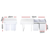 Cefito Pull Out Bin Kitchen Double Basket 2X20L White POT-BIN-20L-SET-WH