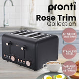 Pronti Kettle, Pronti Toaster and HomeMaid Coffee Machine Breakfast Set - Black KT-TS-C511-BK