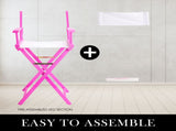 2X Director Movie Folding Tall Chair 76cm PINK HUMOR V274-FT-6015DC-PK2
