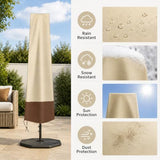 Patio Umbrella Cover Beige Brown, 600D Oxford Outdoor Umbrella Protective Cover, Water-Resistant V1107-126-18453-BEG