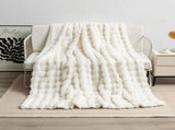 Beige 130*160cm Plush Toscana Rabbit Hair Throw Blanket - Soft Flannel Fleece for All Seasons, V888-ELOSUNG18060