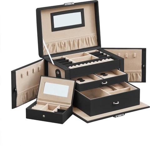 Jewelry Box 3 Layers Organizer Lockable Storage V178-38484