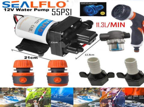 12V SEALFLO Water Pump High Pressure Self-priming rv Camping Boat 55PSI 11.3L/M V201-DP240155