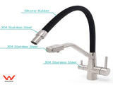 Brushed Nickel 3 Way Pull Down Kitchen Mixer Pure Drinking Water Sink Tap Spout V1233-KRD526BS