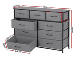 Artiss Chest of 9 Drawers Storage Dresser Tallboy Dark Grey DIY-CDR-9D-DA-GY