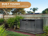 PLANTCRAFT Double Steel Wheelie Garbage Bin Storage Shed, Enclosure with 2 Opening Doors V219-GBGSTLPCGS2A