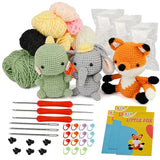 4-Piece DIY Crochet Kit for Animals with Hand Knitting Yarn, Needles, Plush Doll, Easy for V1188-TAL-3-386-1