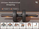 Grey Assisted Rebound Ab Roller with Foldable Knee Pad - Dual Wheel Core Trainer for Home Gym V888-ELOSUNG36476