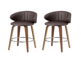 2x Artiss Bar Stools Dining Chairs Contoured Leather Wood Stool BA-TW-8186-BRX2