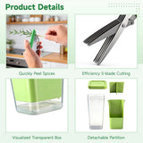 3PCS Herb Keeper with Stripper and Scissors, Moisture-Proof Seal Plastic Cilantro Storage Spices V1369-AZ3-W-08804