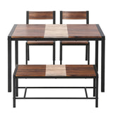 Artiss Dining Table and Chairs Set of 4 Bench Kitchen Furniture Rustic Brown DSET-D-BH25-BR