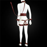 Full Body PU Leather Bondage Restraint Set with Collar, Leash, Cuffs & Harness - Adjustable Adult V888-ELOSUNG29452