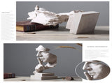 Gold Modern 'Silence is Golden' Abstract Sculpture - Nordic Resin Art Statue for Office & Living V888-ELOSUNG34503