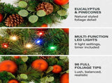Christabelle 61cm Sable Fir Christmas Wreath Pre Lit Multi Function LED Eucalyptus Pine Cones R 112_SENSF61
