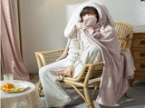 Hooded Blanket Wearable Polyester Plush Rabbit Ear Hooded Blanket Throw Soft Warm Blanket for Home V1294-YM0512-3117220259411
