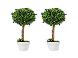 Lambu Artificial Plants Faux Lavender Topiary Set of 2 for Front Door Green UM1292-2PC-AU