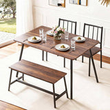 Artiss Dining Table and Chairs Set of 4 Bench Kitchen Furniture Rustic Brown DSET-D-BH11-BR