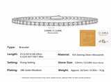 Elegant Moissanite Tennis Bracelet in 925 Sterling Silver with 18K Gold and Rhodium Plating, V1341-ZY-YZ6C88HP-30MM-165CM65IN