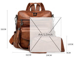 Brown with Leopard Print Women's Retro PU Leather Backpack - Dual-Color Tassel Design, Winter V888-ELOSUNG33185