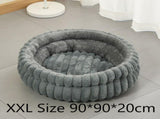 Large Removable Faux Rabbit Fur Round Pet Bed, Thick Cushion Moisture-Proof All Season Pet Rest Bed, V1221-XM-LB2810-GM115
