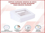 50pcs Cupcake Boxes 12-Hole Laminated Clear Window Face Boxes Favour V63-932041