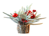 35cm Tabletop Xmas Tree Bark Wooden Barrel Decoration Artificial Bouquet Ornament for Home Hotel V1294-YM0901-3115240094711