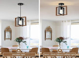 Small Pendant Lamp with Cord, Industrial Wood and Metal E27 Hanging Light Fixture for Kitchen Island V1237-ZY-917-156