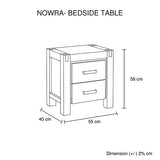 Bedside Table 2 drawers Night Stand Solid Wood Acacia Oak Colour V43-BST-NOW-OAK