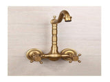 Antique Bathtub Faucet Dual-Handle Brass Wall-Mounted Tub Faucet with Hot & Cold Mixer, Tall V1107-113-36263-BRO-TALL1