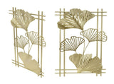 Gold Metal Wall Decor Golden Leaf Wall Hanging Decor Art Sculpture with Frame for Living Room Office V1294-YM0714-3115210287611