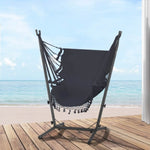 Gardeon Hammock Chair Outdoor Camping Hanging with Stand Grey HM-CHAIR-TASSEL-GREY-H