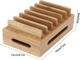 Bamboo Charging Station for Multiple Devices, Wood Organizer Dock V1263-JX-4995