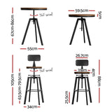 Artiss Bar Table and Stools Set Dining Desk Industrial Kitchen Chairs Cafe Pub BA-TAB-CHR-SET-RETRO