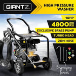 Giantz 4800PSI Petrol High Pressure Cleaner Washer 10HP 20M Hose Gurney WASHER-80C-20M-BK