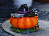 Halloween Witch Pumpkin House Figurine Luminous Resin Pumpkin Statue Crafts Desktop Ornament V1294-YM0717-10351786