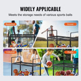 VEVOR Rolling Sports Ball Storage Cart, Lockable Basketball Cage with Double Lids, Sport Equipment V952-QL452425YCTJG7AS3V0