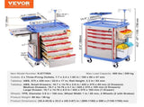 5 Tiers Lab Carts, Lab Utility Cart with 5 Drawers & 4 Silent Wheels, Mobile Medical Cart with PP V952-SYSTCECKFLS4VNN2DV3