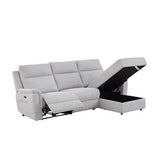 Fabric Electric Recliner Grey Chaise Sofa with Storage V43-SOF-LOUI