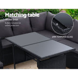 Gardeon Outdoor Dining Set Sofa Lounge Setting Chairs Table Ottoman Black Cover ODF-SDBOSS-3OTM-BK-COVER