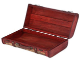 Vintage Suitcase Portable Composite Wood Map Pattern Design Vintage Storage Chest V1294-YM0714-3115210131111