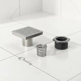 15x15cm Square Shower Drain with Grid Pattern Grate 304 SS, CUPC Certified with Hair Strainer V63-955591