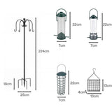 Toque Bird Feeder Station Hanging Stand Feeder 8 Hooks 4 Feeders Outdoor 224cm KT1060-BK-PLUS-AU