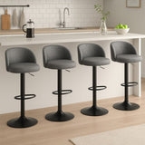 Levede 4x Bar Stool Swivel Gas Lift PU Leather Grey BR1066-2-DGX2