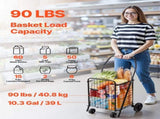 Shopping Cart, Folding Grocery Utility Cart with Swivel Wheels, 40.8 kg Large Load Capacity, Heavy V767-VVR-XYC2ZDSTCSJS7HKN9001V0
