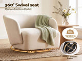 Artiss Swivel Armchair 360&deg Curved Accent Chair Linen Fabric Beige UPHO-K-SWL-FB-BG