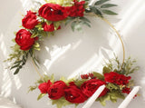Simulation Peony Wreath Home Door Decorations Wall Hanging Artificial Peony Wreath Wedding Courtyard V1294-YM0523-220118XU03-4