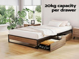 Artiss Bed Frame Metal Frame King Single Bed Base 2 Drawers OSLO MBED-C-OSLO-KS-DRAW