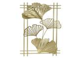 Gold Metal Wall Decor Golden Leaf Wall Hanging Decor Art Sculpture with Frame for Living Room Office V1294-YM0714-3115210287611