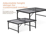 Portable Folding Camping Table 60x40cm - Adjustable Height Heat Resistant Mesh Top - Lightweight V888-ELOSUNG41025