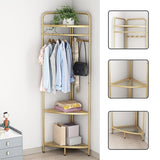 Corner Gold Clothing Rack Stylish Clothes Storage Stand for Bedroom & Wardrobe V63-921081